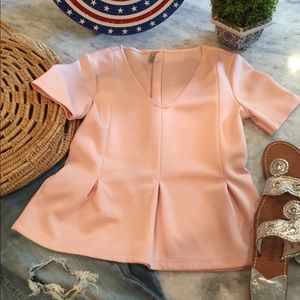 ASOS Blush Peplum Scuba Stretch Blouse (4) NWOT!